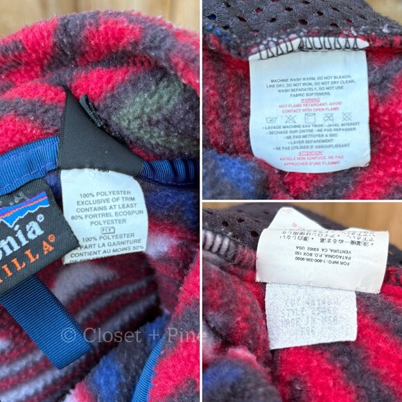 Patagonia‎ Vintage Saltillo Burnt Chili Synchilla Snap-T Fleece Size Large 90s - Picture 14 of 15